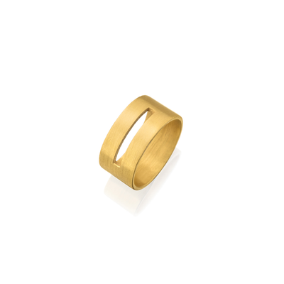 טבעת עם חיתוך מלבן בצבע זהב